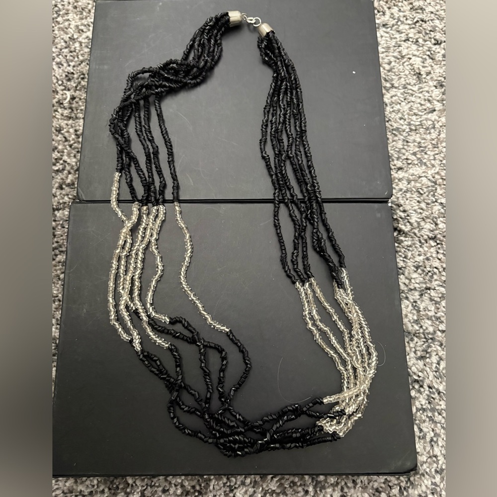 Elegant Black and Silver Beaded Necklace